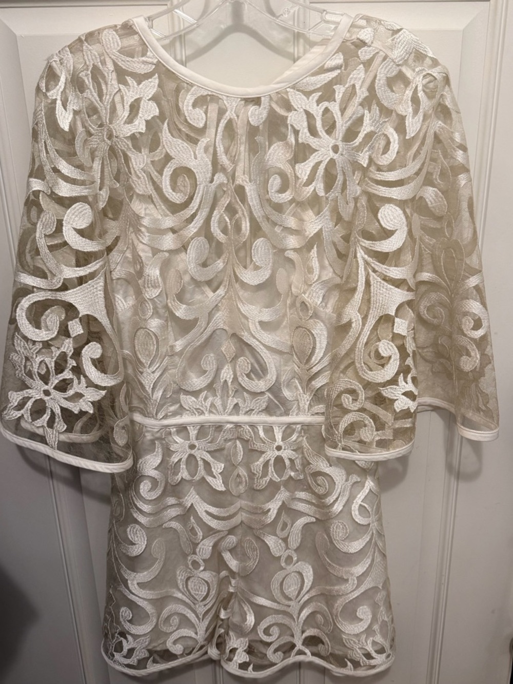 Ivory Lace Overlay Romper Skort